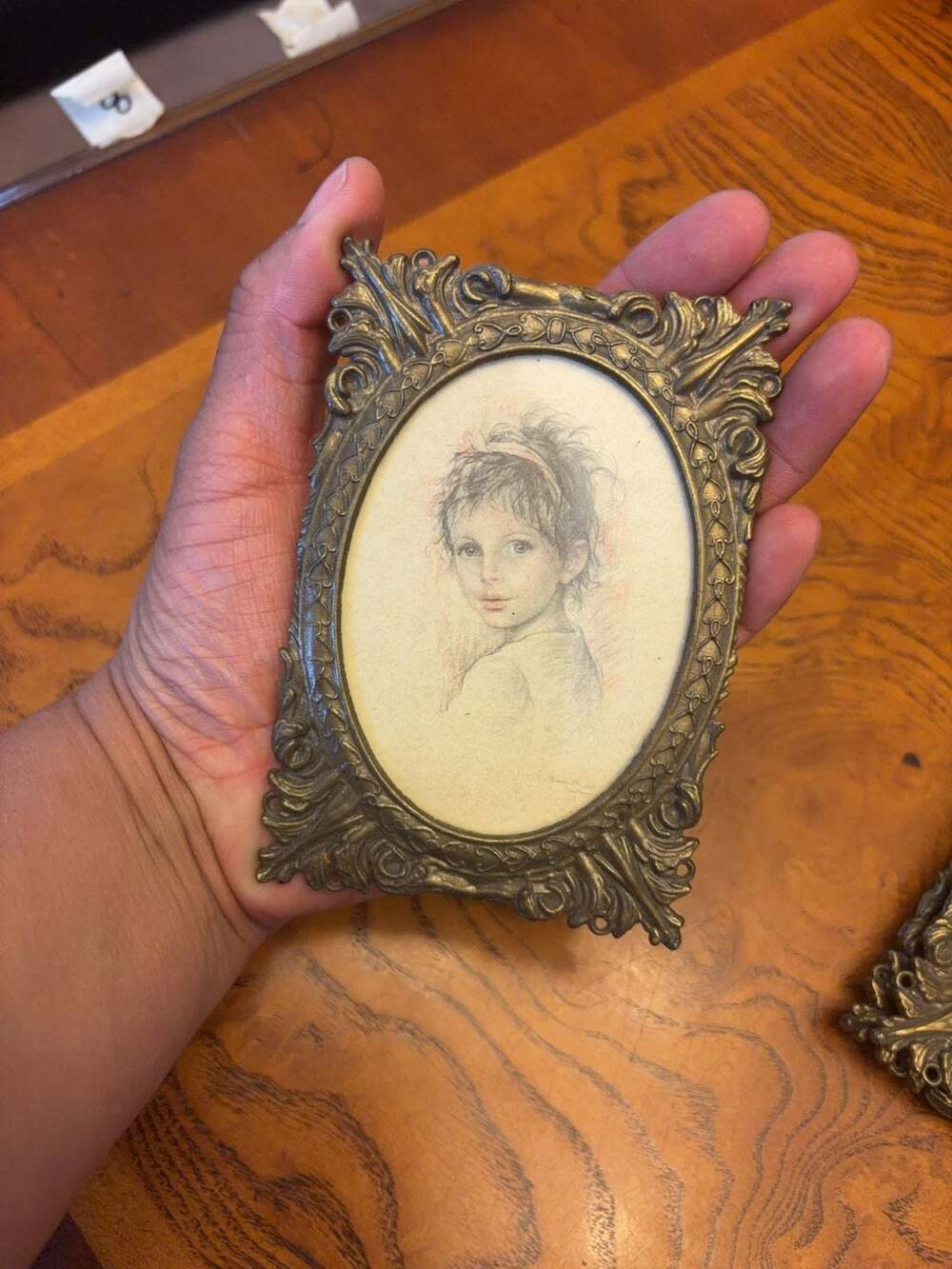 Vintage Ornate Brass Oval Portrait Picture Frame Made in Italy
